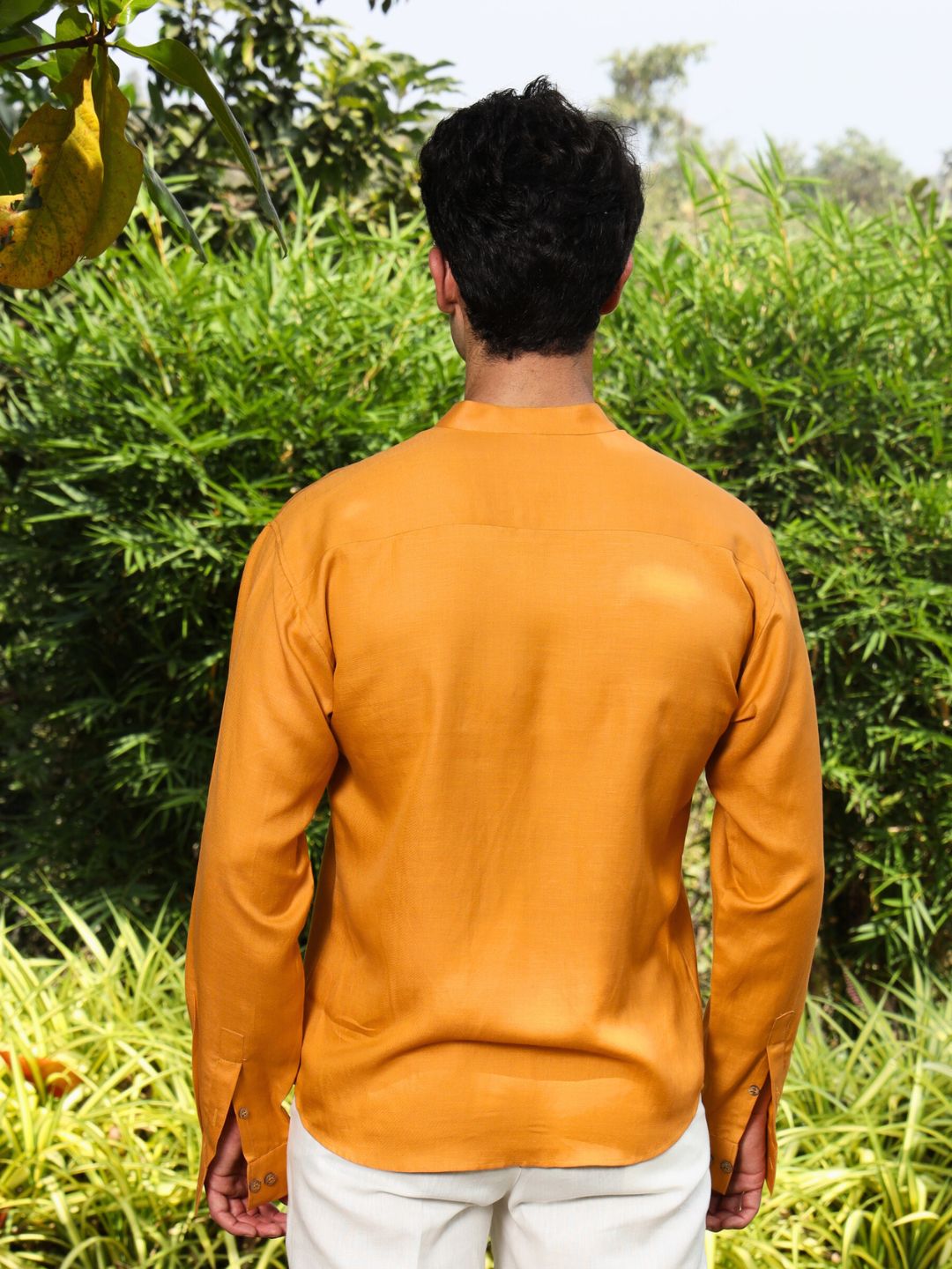 Hemp Full Sleeve Mandarin Collar Shirt