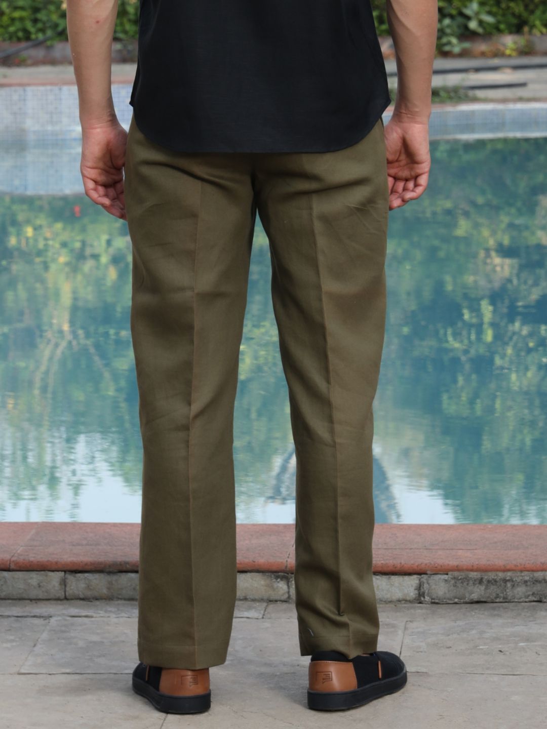 Men's Hemp Front Pleated Trouser with Drawstring