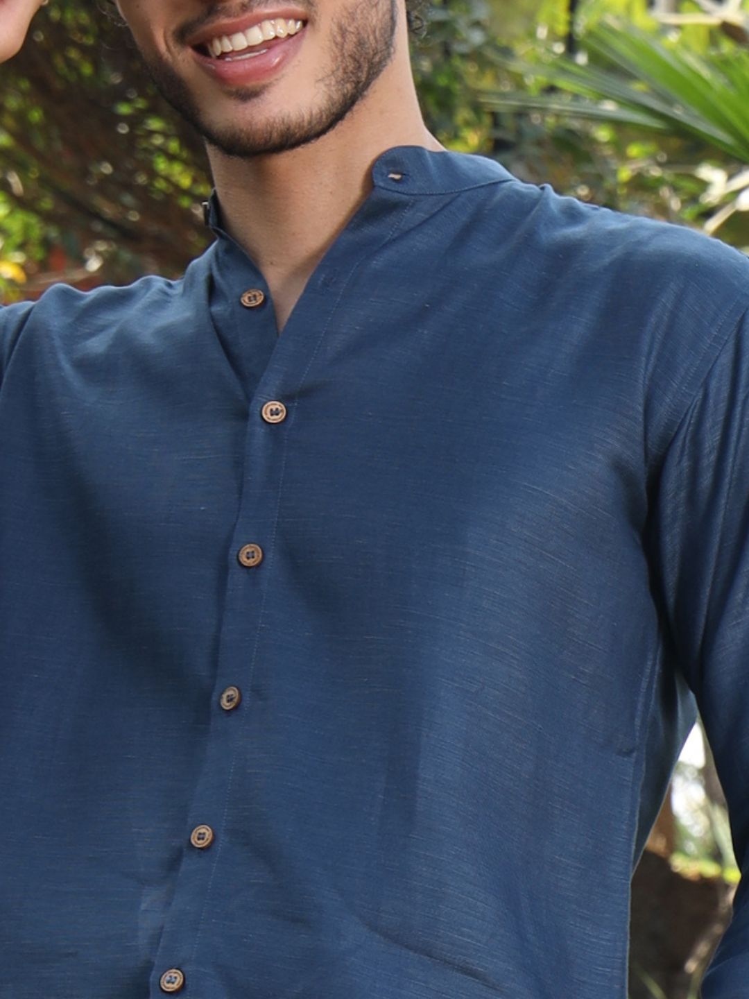 Hemp Full Sleeve Mandarin Collar Shirt