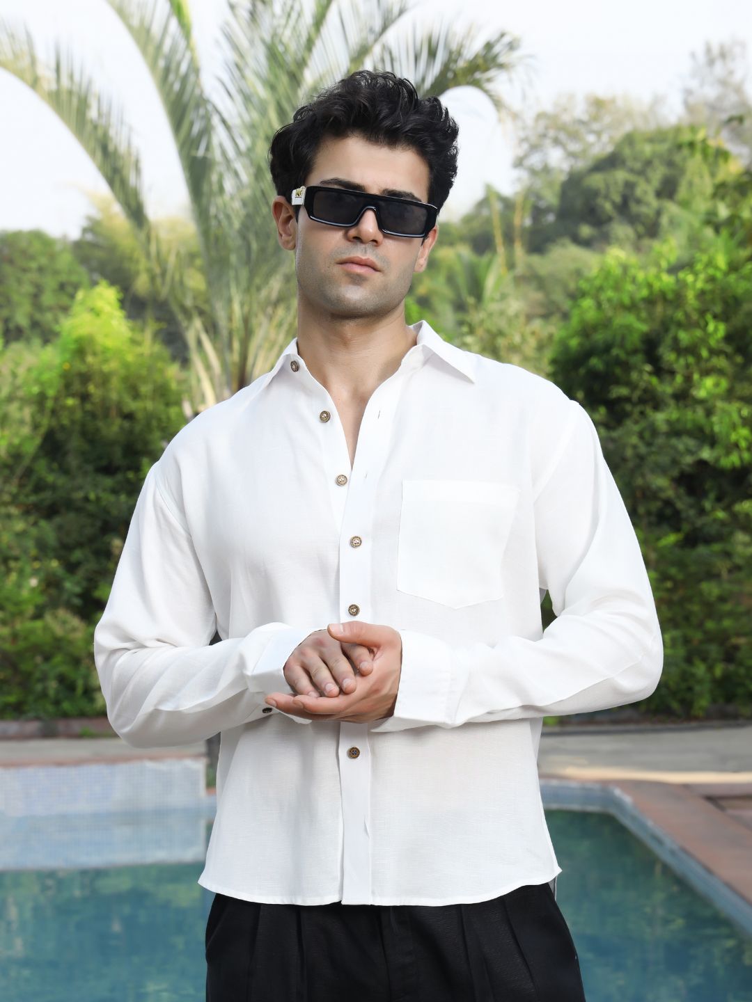 Roar For Good Men's Hemp White Smart Casual Shirt