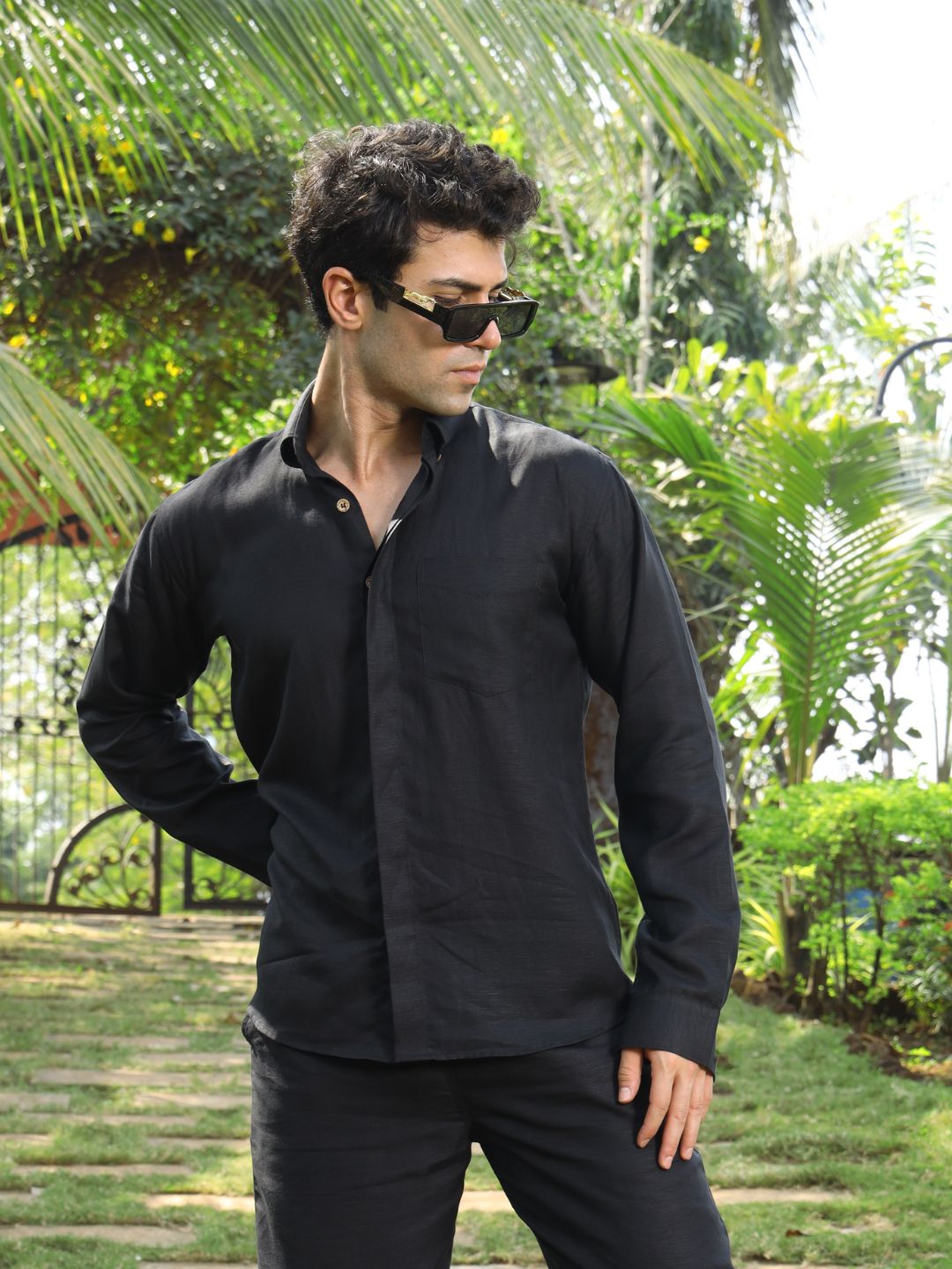 Men's Hemp Full Sleeve Placket Shirt