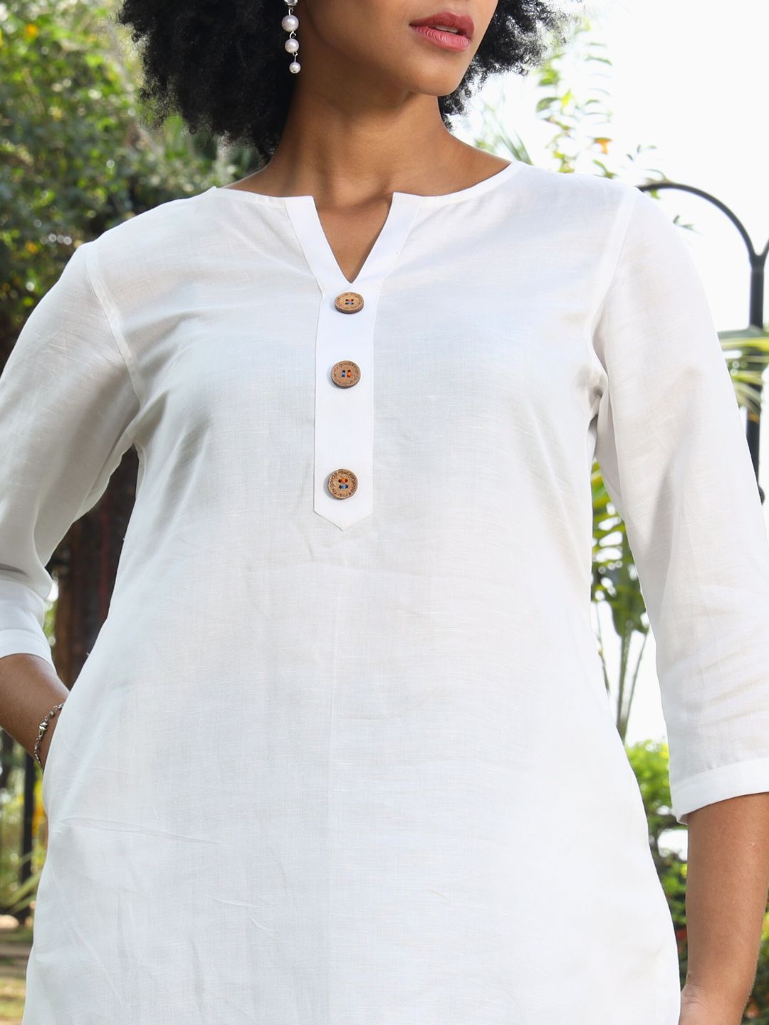 Women's Hemp Kurti with Coco Button