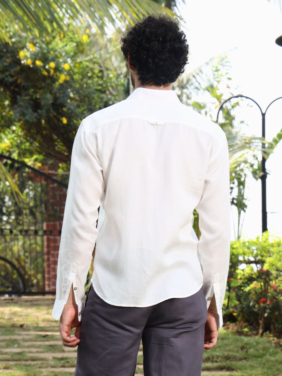 Hemp Full Sleeve Spread Collar Shirt with Pintuck Pocket & Coco Button